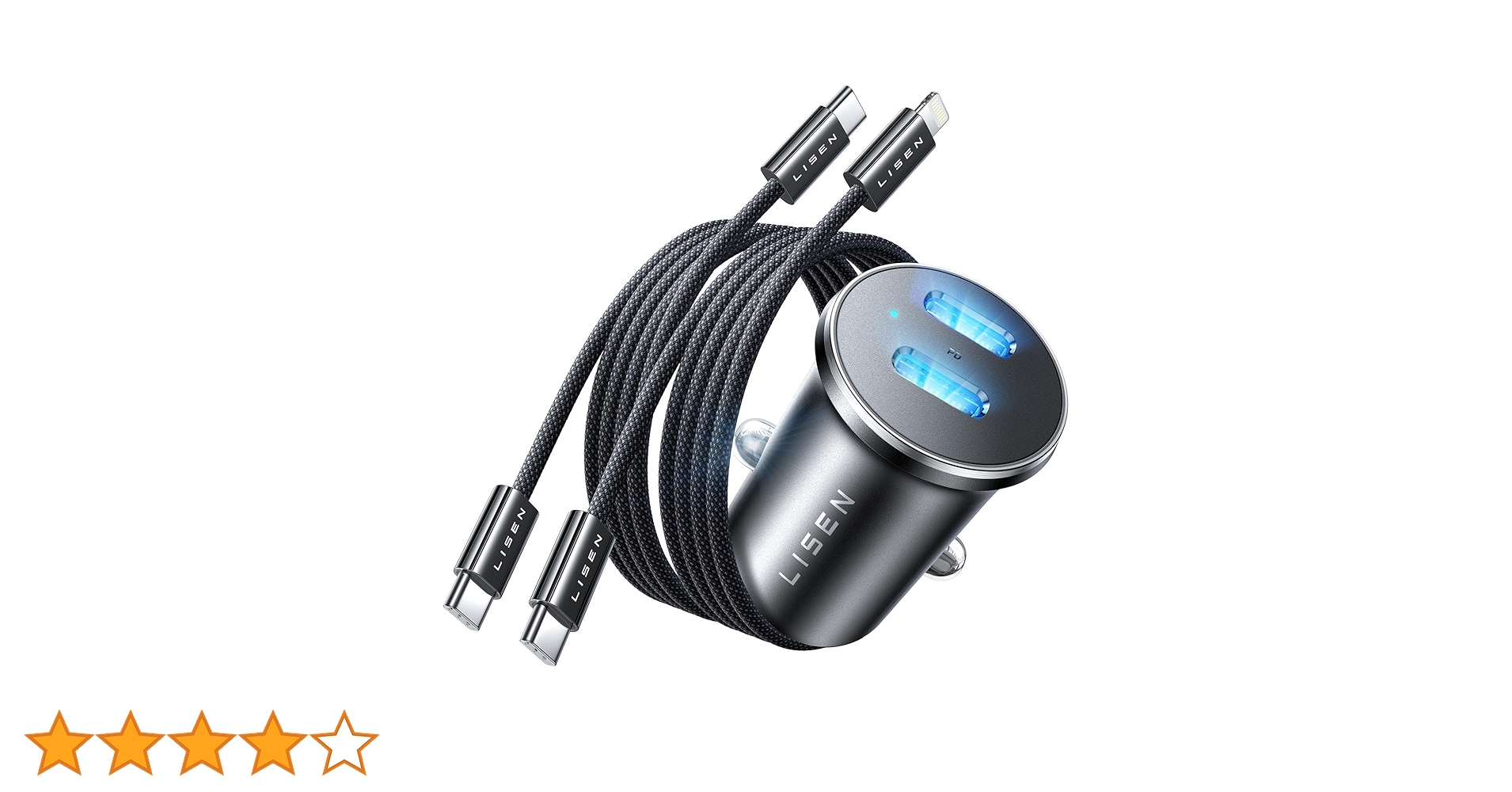 Amazon.co.jp: LISEN シガーソケット USB - C カーチャージャー【90W